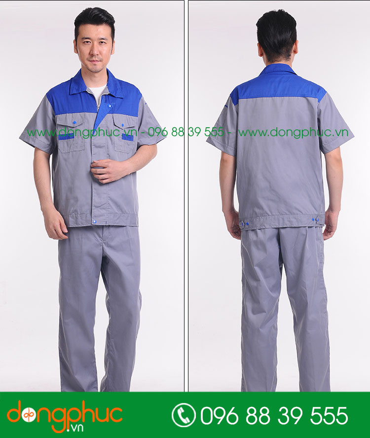 Mẫu bảo hộ màu ghi phối xanh bích cộc tay
